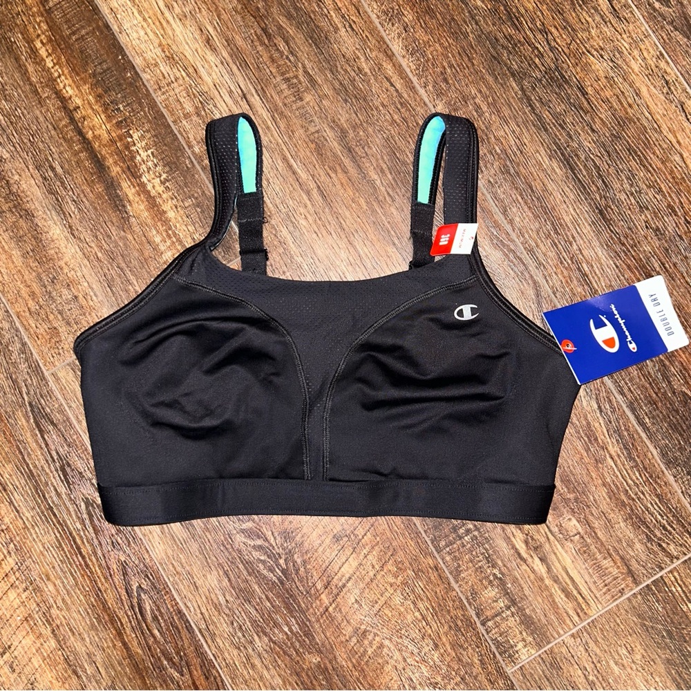 Champion Women's Black‎ Sports Bra with Aqua Highlights